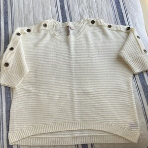 Misa Los Angeles Cream Button-Shoulder Sweater